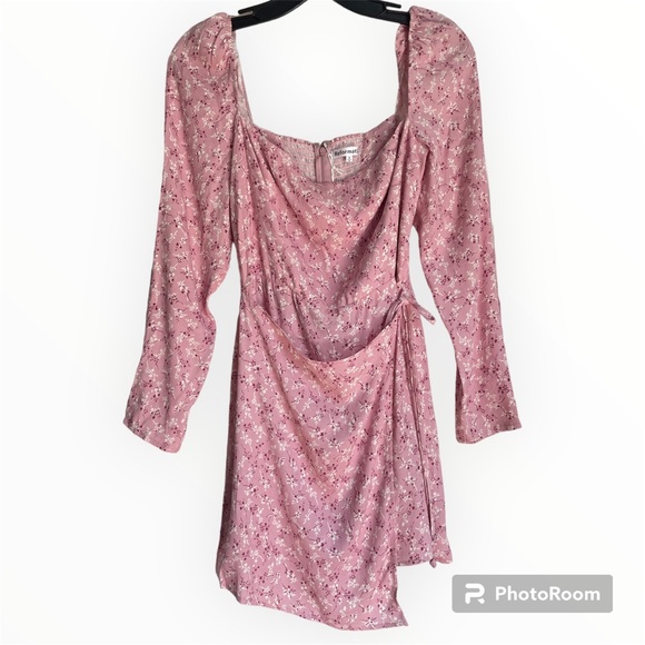 NWT Reformation Rosalie Long Sleeve Square Neck Mini Dress in Baby’s Breath - Picture 2 of 4